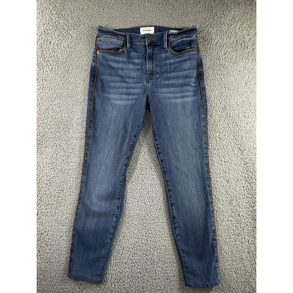 Frame Skinny Jeans Women 29x25 Blue Le High Stretch Medium Wash Boho Indie